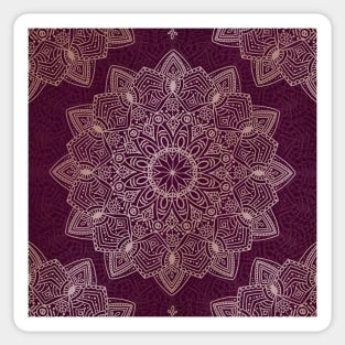 Beautiful hand drawn soft gold mandala on burgundy Sticker